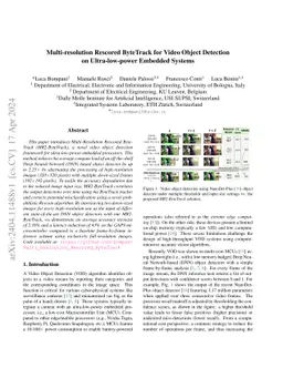 Multi-resolution Rescored ByteTrack for Video Object Detection on
  Ultra-low-power Embedded Systems