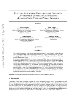 Runtime Analysis of Evolutionary Diversity Optimization on the Multi-objective (LeadingOnes, TrailingZeros) Problem