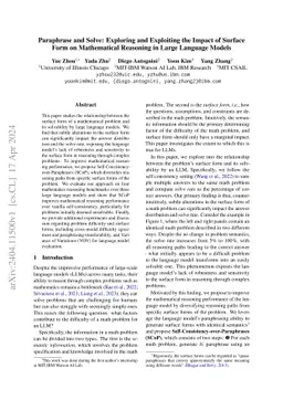 Paraphrase and Solve: Exploring and Exploiting the Impact of Surface
  Form on Mathematical Reasoning in Large Language Models