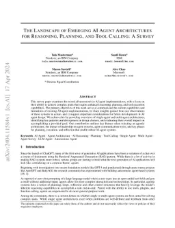 The Landscape of Emerging AI Agent Architectures for Reasoning,
  Planning, and Tool Calling: A Survey