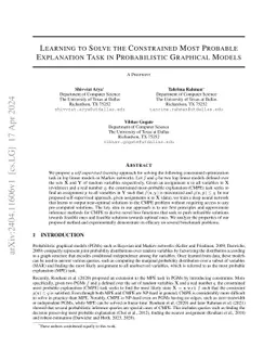 Learning to Solve the Constrained Most Probable Explanation Task in
  Probabilistic Graphical Models
