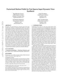 Factorized Motion Fields for Fast Sparse Input Dynamic View Synthesis