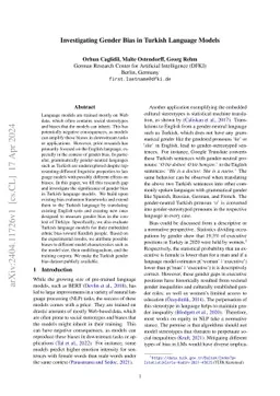 Investigating Gender Bias in Turkish Language Models