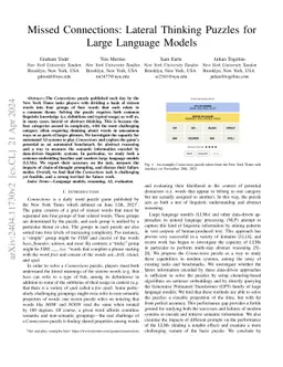 Missed Connections: Lateral Thinking Puzzles for Large Language Models
