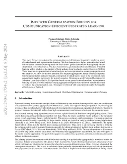 Improved Generalization Bounds for Communication Efficient Federated
  Learning
