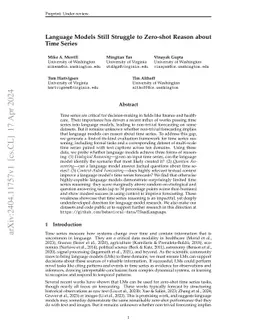 Language Models Still Struggle to Zero-shot Reason about Time Series