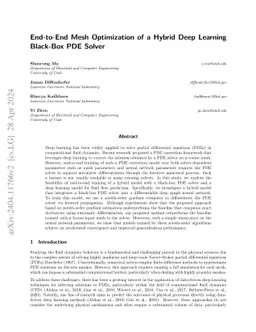 End-to-End Mesh Optimization of a Hybrid Deep Learning Black-Box PDE
  Solver
