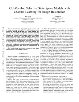 CU-Mamba: Selective State Space Models with Channel Learning for Image
  Restoration