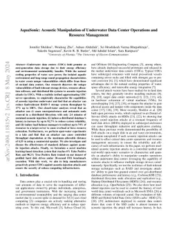 AquaSonic: Acoustic Manipulation of Underwater Data Center Operations
  and Resource Management