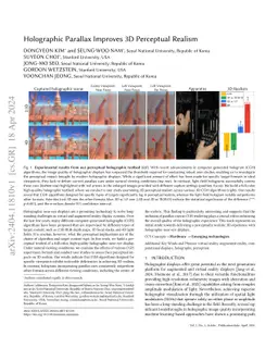 Holographic Parallax Improves 3D Perceptual Realism