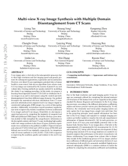 Multi-view X-ray Image Synthesis with Multiple Domain Disentanglement
  from CT Scans