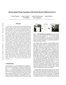 Sketch-guided Image Inpainting with Partial Discrete Diffusion Process