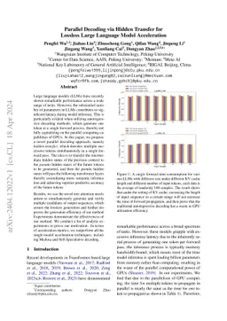 Parallel Decoding via Hidden Transfer for Lossless Large Language Model
  Acceleration