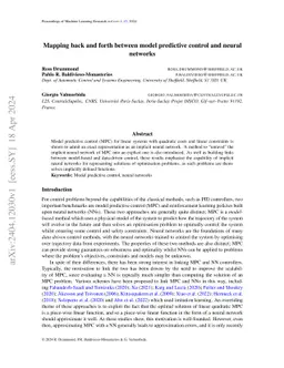 Mapping back and forth between model predictive control and neural
  networks