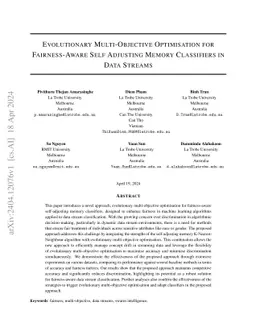 Evolutionary Multi-Objective Optimisation for Fairness-Aware Self
  Adjusting Memory Classifiers in Data Streams