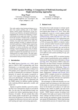 TIMIT Speaker Profiling: A Comparison of Multi-task learning and
  Single-task learning Approaches