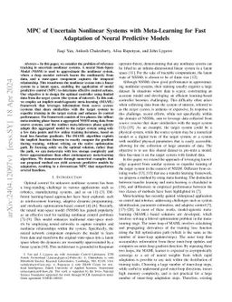 MPC of Uncertain Nonlinear Systems with Meta-Learning for Fast
  Adaptation of Neural Predictive Models