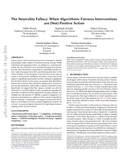 The Neutrality Fallacy: When Algorithmic Fairness Interventions are
  (Not) Positive Action