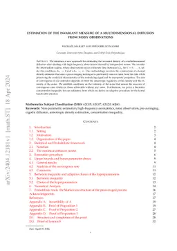 Estimation of the invariant measure of a multidimensional diffusion from
  noisy observations