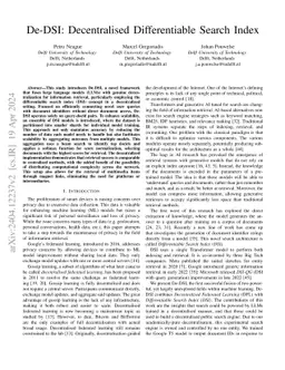 De-DSI: Decentralised Differentiable Search Index
