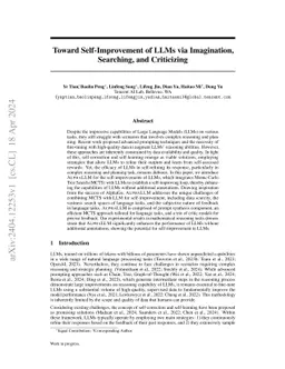 Toward Self-Improvement of LLMs via Imagination, Searching, and
  Criticizing
