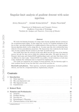 Singular-limit analysis of gradient descent with noise injection