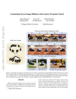 Customizing Text-to-Image Diffusion with Camera Viewpoint Control