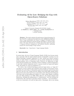 Evaluating AI for Law: Bridging the Gap with Open-Source Solutions