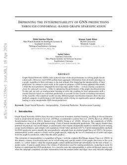 Improving the interpretability of GNN predictions through
  conformal-based graph sparsification