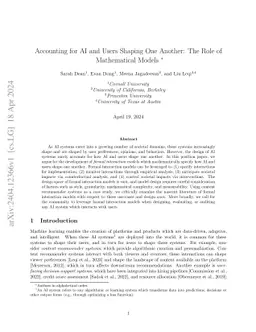 Accounting for AI and Users Shaping One Another: The Role of
  Mathematical Models