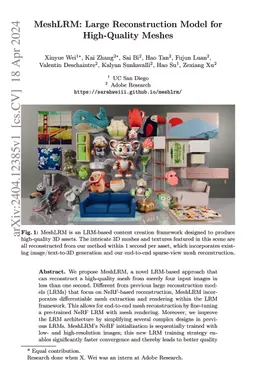 MeshLRM: Large Reconstruction Model for High-Quality Meshes