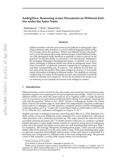 AmbigDocs: Reasoning across Documents on Different Entities under the
  Same Name