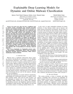 Explainable Deep Learning Models for Dynamic and Online Malware
  Classification