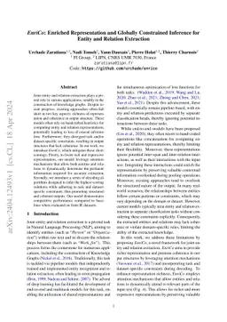 EnriCo: Enriched Representation and Globally Constrained Inference for
  Entity and Relation Extraction