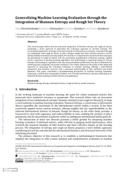 Generalizing Machine Learning Evaluation through the Integration of
  Shannon Entropy and Rough Set Theory