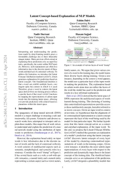 Latent Concept-based Explanation of NLP Models