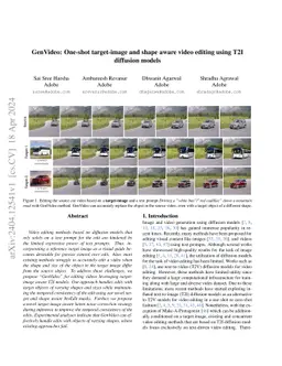 GenVideo: One-shot Target-image and Shape Aware Video Editing using T2I
  Diffusion Models