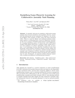 Stackelberg Game-Theoretic Learning for Collaborative Assembly Task
  Planning