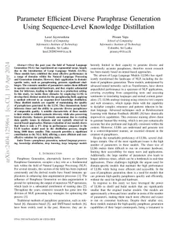 Parameter Efficient Diverse Paraphrase Generation Using Sequence-Level
  Knowledge Distillation