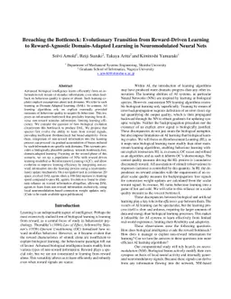Breaching the Bottleneck: Evolutionary Transition from Reward-Driven
  Learning to Reward-Agnostic Domain-Adapted Learning in Neuromodulated Neural
  Nets