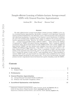 Sample-efficient Learning of Infinite-horizon Average-reward MDPs with
  General Function Approximation