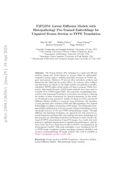 F2FLDM: Latent Diffusion Models with Histopathology Pre-Trained
  Embeddings for Unpaired Frozen Section to FFPE Translation