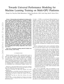 Towards Universal Performance Modeling for Machine Learning Training on
  Multi-GPU Platforms