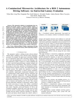 A Containerized Microservice Architecture for a ROS 2 Autonomous Driving
  Software: An End-to-End Latency Evaluation