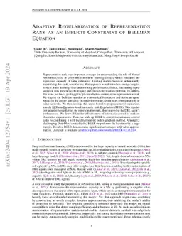 Adaptive Regularization of Representation Rank as an Implicit Constraint
  of Bellman Equation