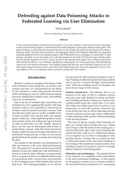 Defending against Data Poisoning Attacks in Federated Learning via User
  Elimination