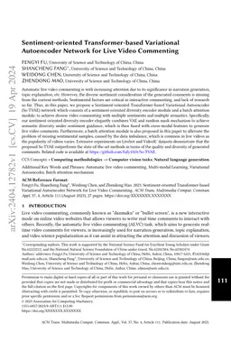 Sentiment-oriented Transformer-based Variational Autoencoder Network for
  Live Video Commenting