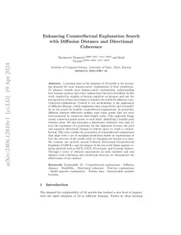 Enhancing Counterfactual Explanation Search with Diffusion Distance and
  Directional Coherence