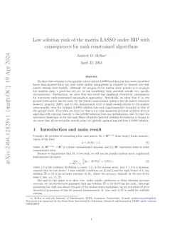 Low solution rank of the matrix LASSO under RIP with consequences for
  rank-constrained algorithms