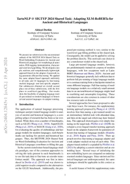 TartuNLP @ SIGTYP 2024 Shared Task: Adapting XLM-RoBERTa for Ancient and
  Historical Languages